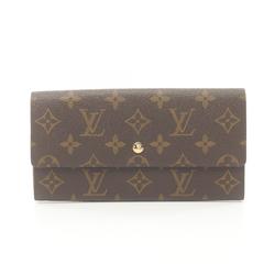 Louis Vuitton LOUIS VUITTON Pochette Porto Monnaie Credit Monogram Bi-fold Long Wallet Coated Canvas Women's Brown M61724