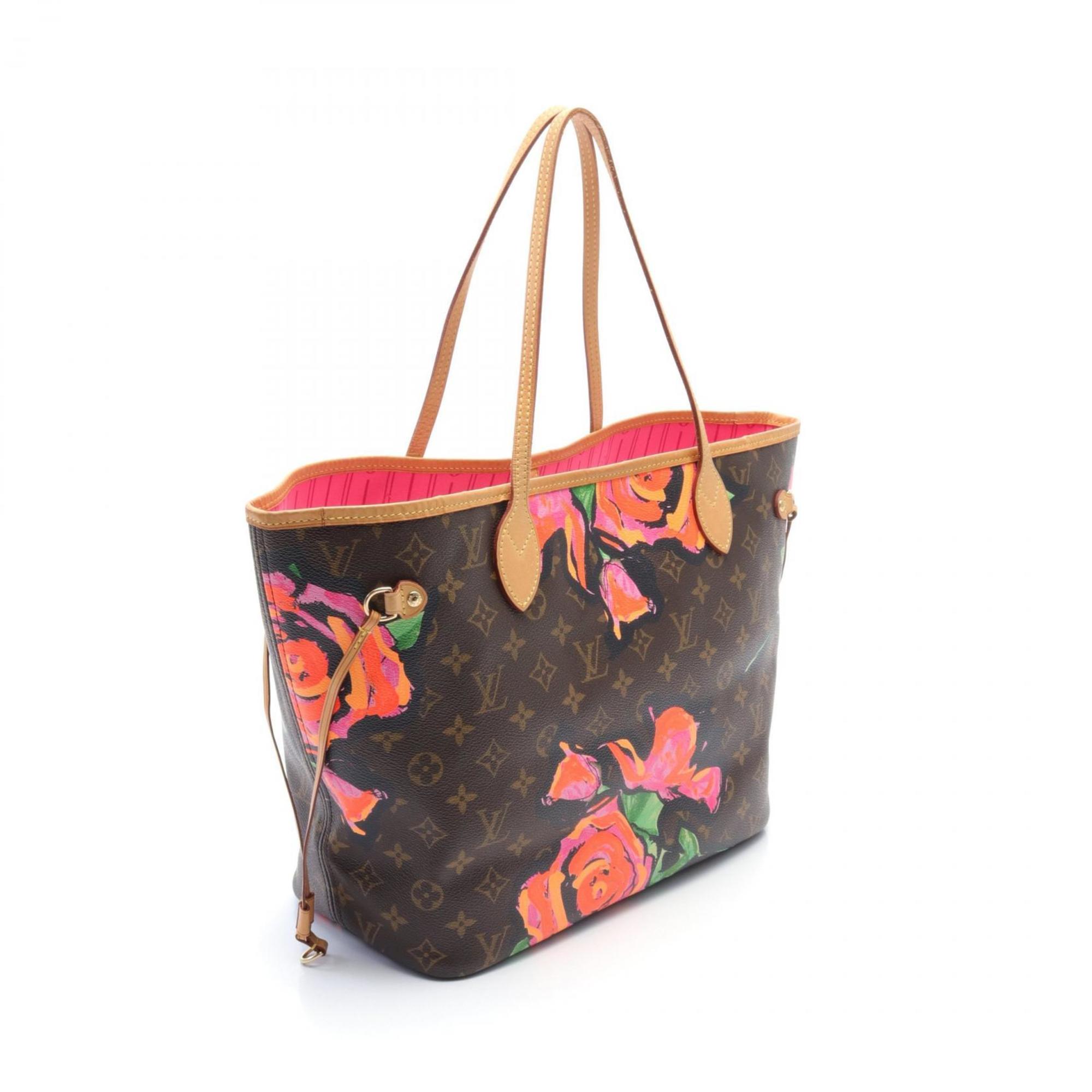 Louis Vuitton Neverfull MM Tote Bag, Coated Canvas, Leather, Monogram Rose, Women's, Brown, Pink, Multicolor, M48613