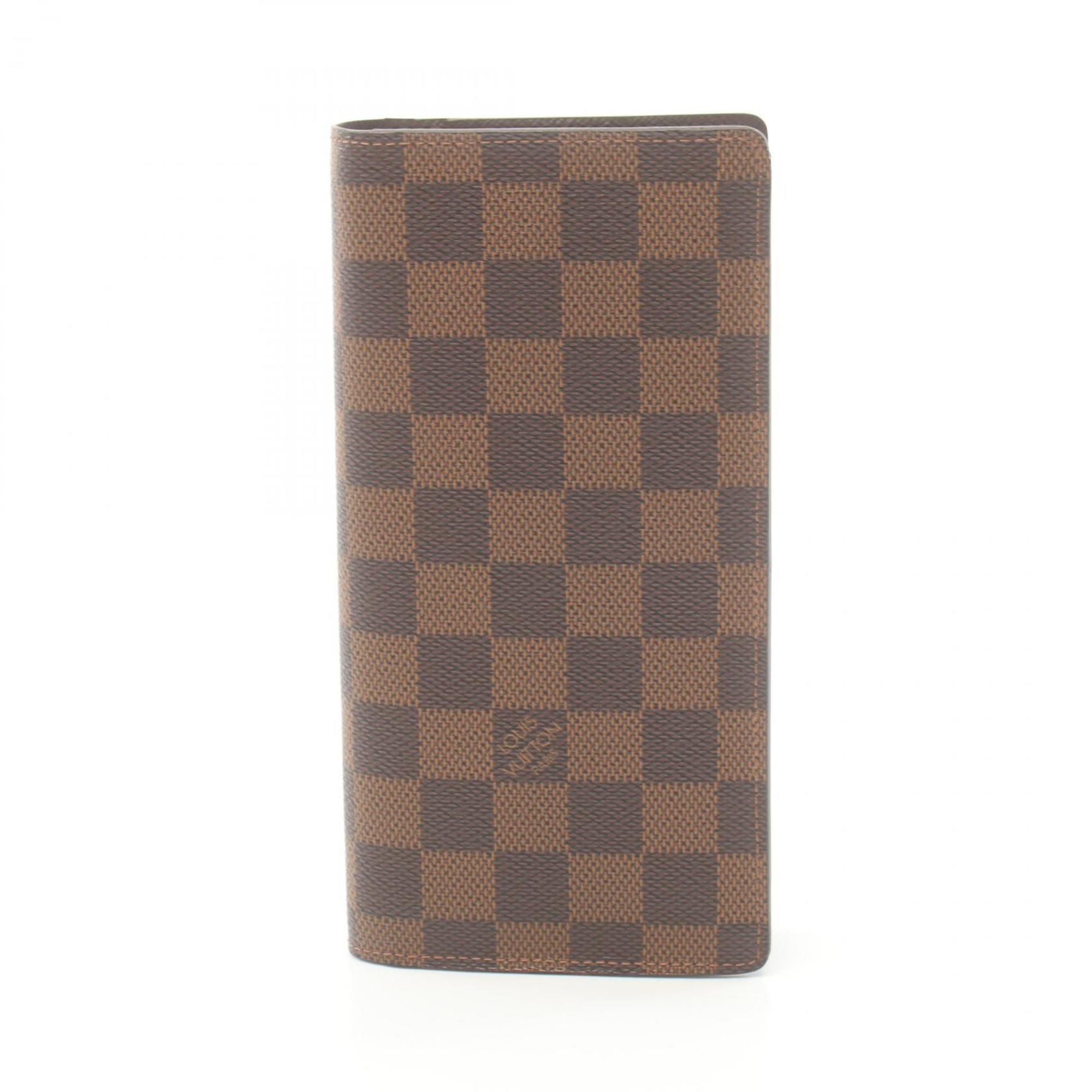 Louis Vuitton LOUIS VUITTON Portefeuille Brazza Damier Ebene Bi-fold Long Wallet Coated Canvas Men's Brown N60017