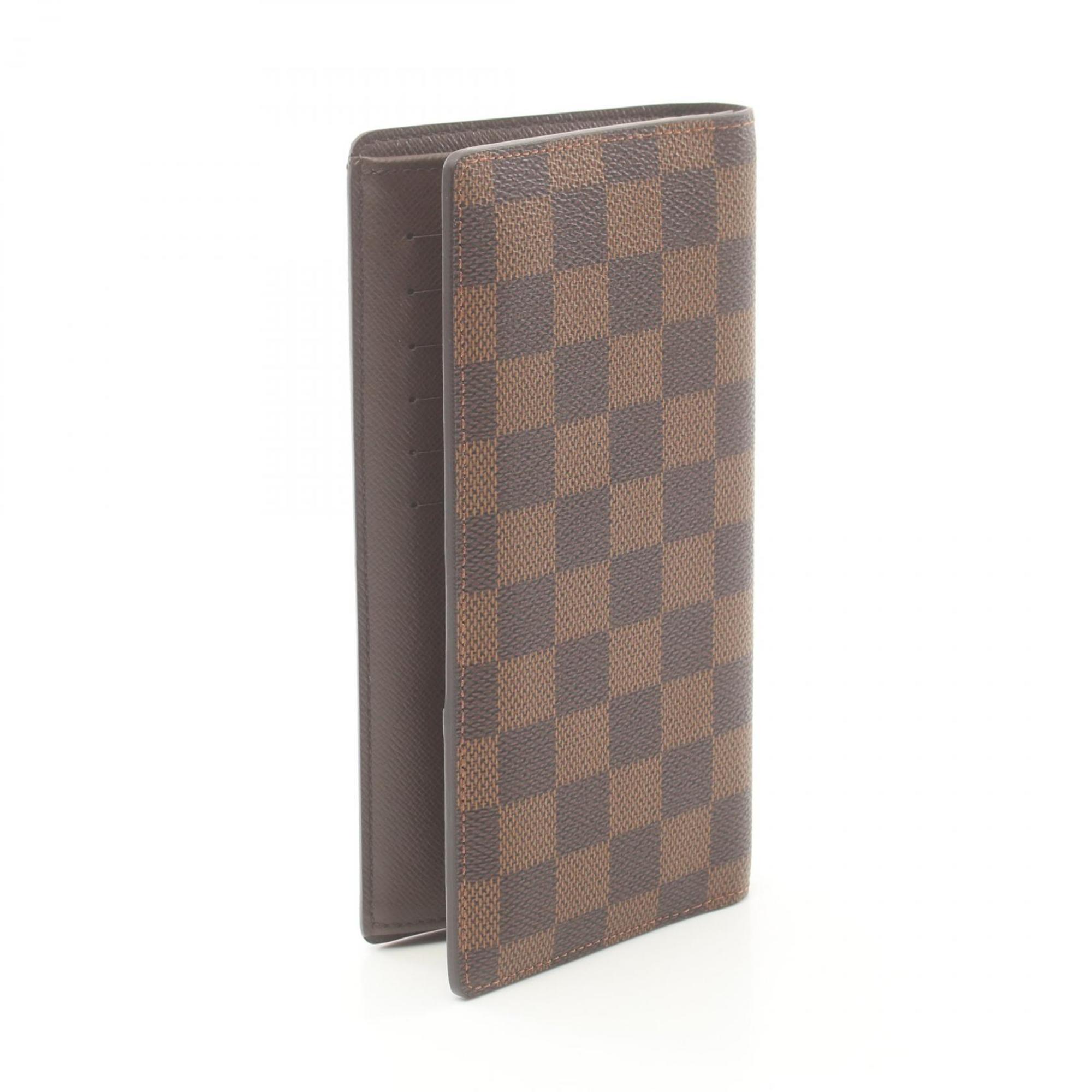 Louis Vuitton LOUIS VUITTON Portefeuille Brazza Damier Ebene Bi-fold Long Wallet Coated Canvas Men's Brown N60017