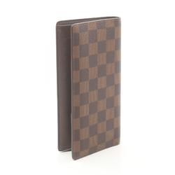 Louis Vuitton LOUIS VUITTON Portefeuille Brazza Damier Ebene Bi-fold Long Wallet Coated Canvas Men's Brown N60017