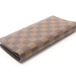 Louis Vuitton LOUIS VUITTON Portefeuille Brazza Damier Ebene Bi-fold Long Wallet Coated Canvas Men's Brown N60017