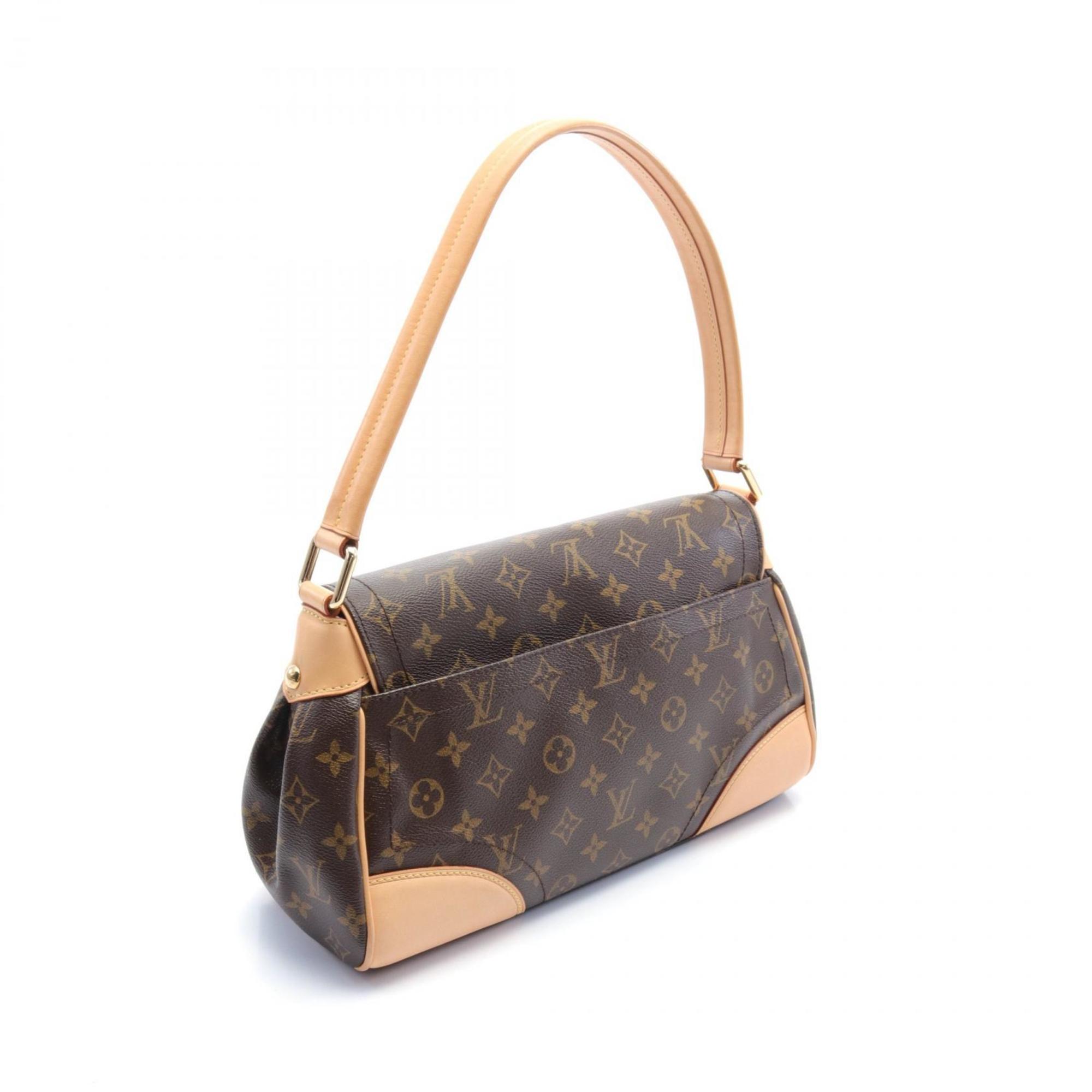 Louis Vuitton Beverly MM Shoulder Bag, Coated Canvas, Leather, Monogram, Women's, Brown, M40121