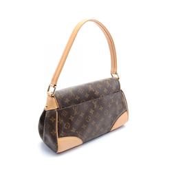 Louis Vuitton Beverly MM Shoulder Bag, Coated Canvas, Leather, Monogram, Women's, Brown, M40121