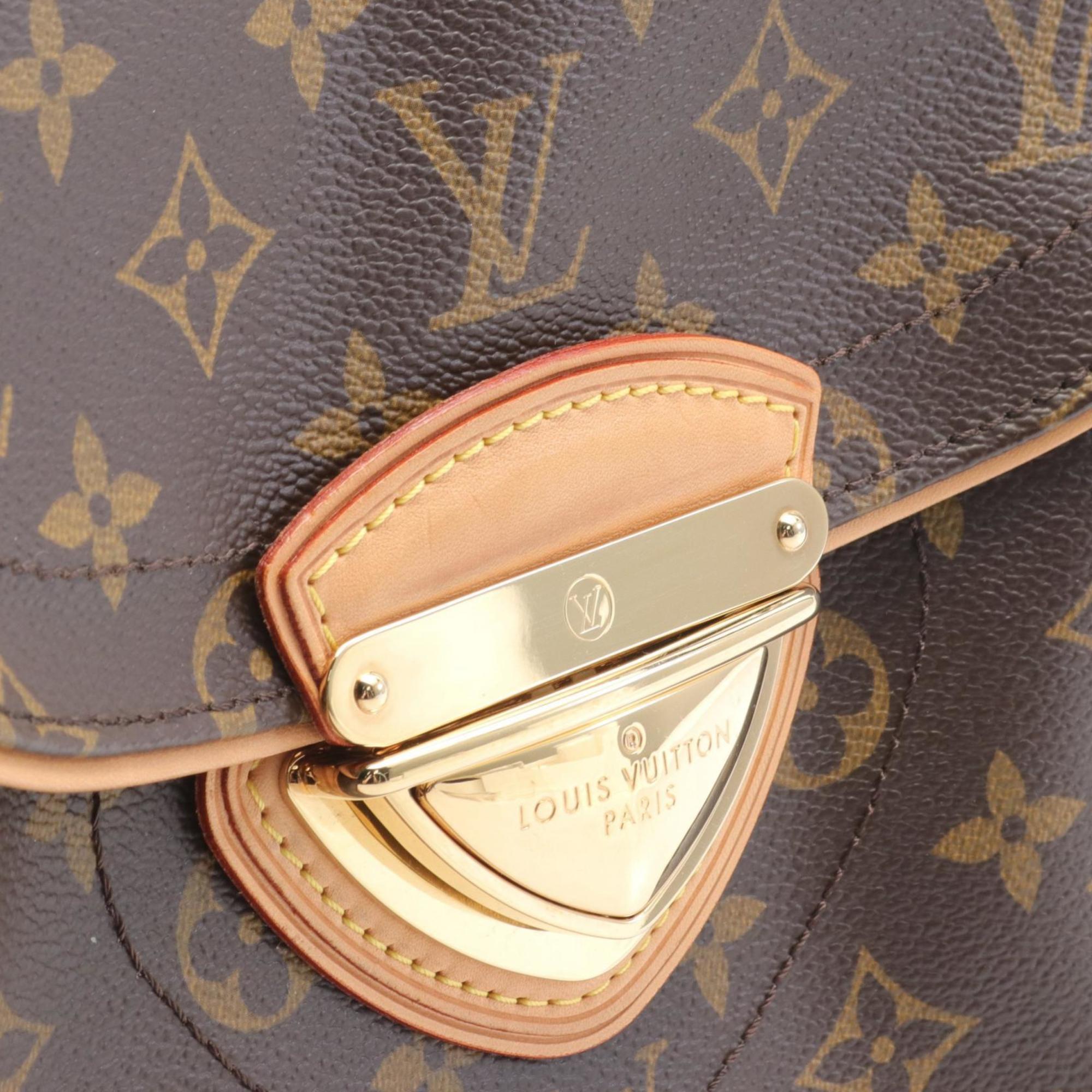 Louis Vuitton Beverly MM Shoulder Bag, Coated Canvas, Leather, Monogram, Women's, Brown, M40121