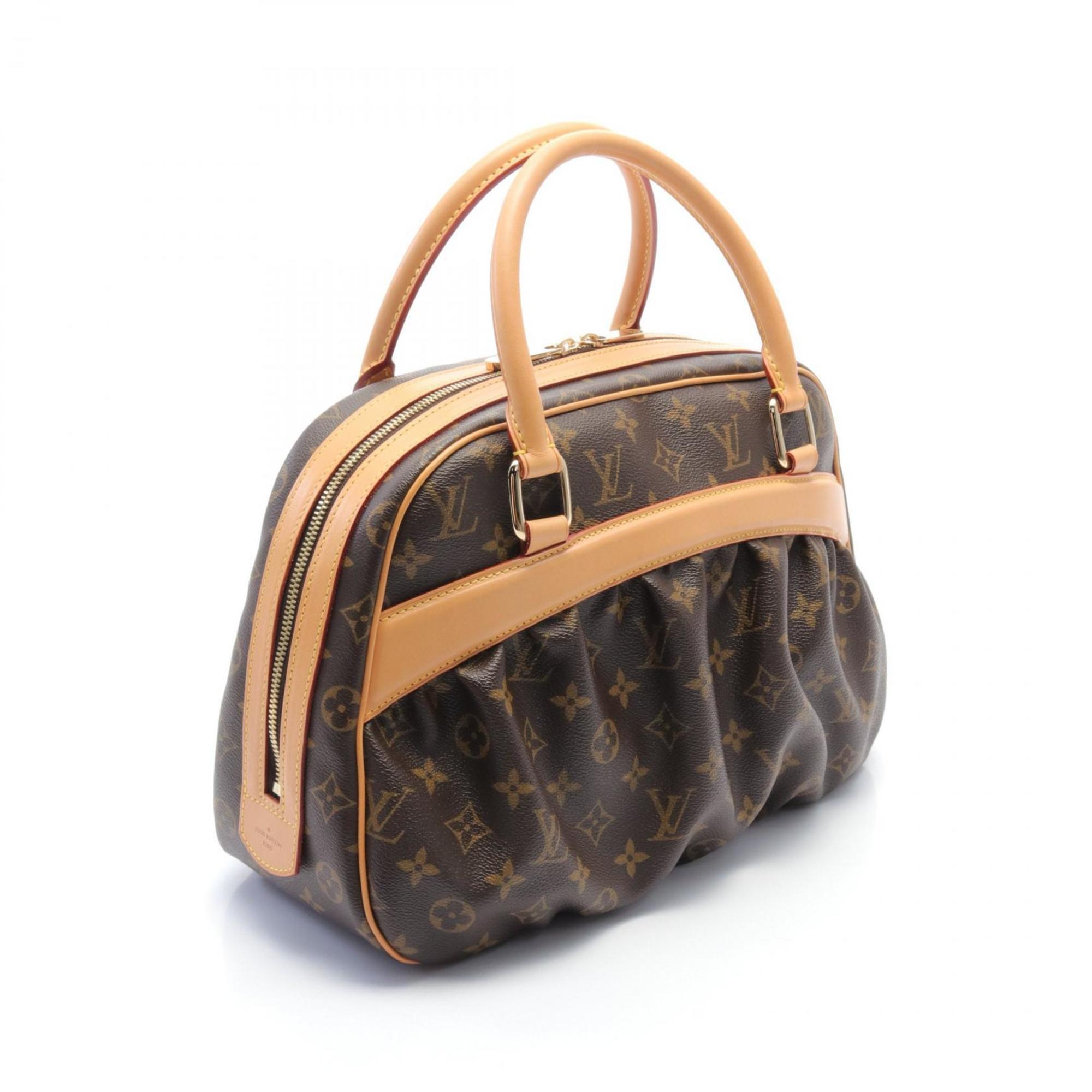 Louis Vuitton Mitzi Monogram Handbag Bag Coated Canvas Leather Women's Brown M40058