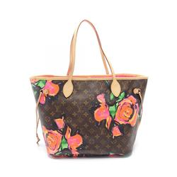 Louis Vuitton Neverfull MM Tote Bag, Coated Canvas, Leather, Monogram Rose, Women's, Brown, Pink, Multicolor, M48613