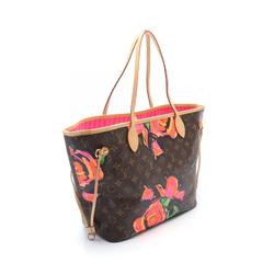 Louis Vuitton Neverfull MM Tote Bag, Coated Canvas, Leather, Monogram Rose, Women's, Brown, Pink, Multicolor, M48613