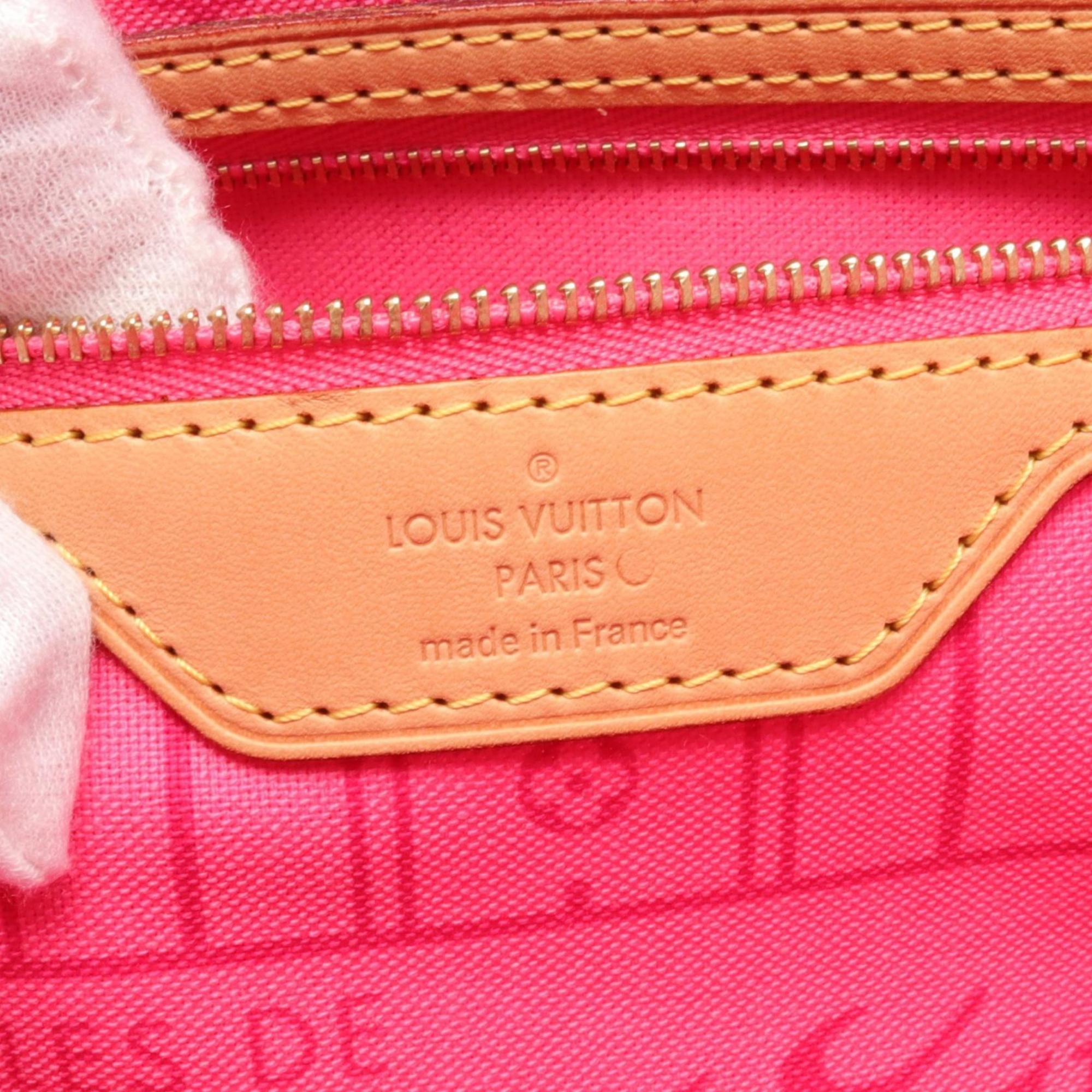 Louis Vuitton Neverfull MM Tote Bag, Coated Canvas, Leather, Monogram Rose, Women's, Brown, Pink, Multicolor, M48613