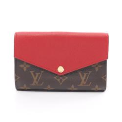 Louis Vuitton LOUIS VUITTON Portefeuille Pallas Compact Monogram W Wallet Coated Canvas Leather Women's Brown Red M60140