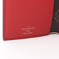 Louis Vuitton LOUIS VUITTON Portefeuille Pallas Compact Monogram W Wallet Coated Canvas Leather Women's Brown Red M60140