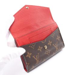 Louis Vuitton LOUIS VUITTON Portefeuille Pallas Compact Monogram W Wallet Coated Canvas Leather Women's Brown Red M60140