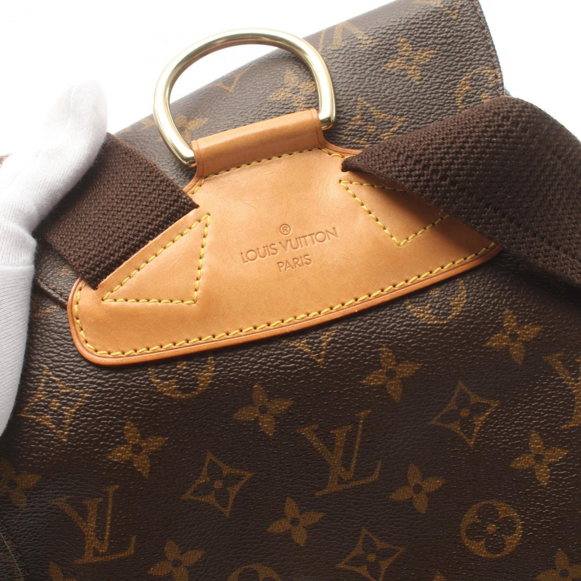 Louis Vuitton Montsouris GM Backpack Bag Coated Canvas Leather Monogram Women's Brown M51135