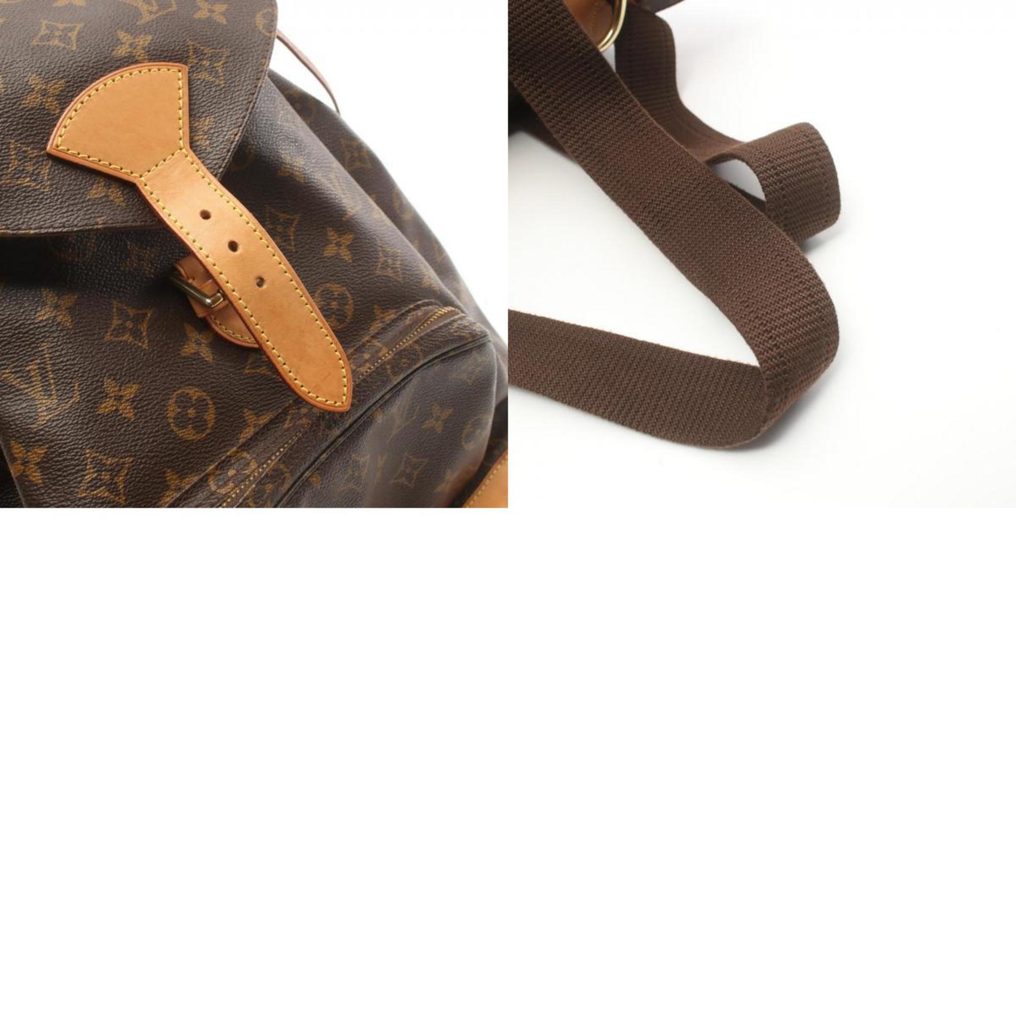 Louis Vuitton Montsouris GM Backpack Bag Coated Canvas Leather Monogram Women's Brown M51135