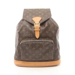 Louis Vuitton Montsouris GM Backpack Bag Coated Canvas Leather Monogram Women's Brown M51135