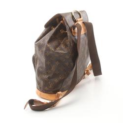 Louis Vuitton Montsouris GM Backpack Bag Coated Canvas Leather Monogram Women's Brown M51135