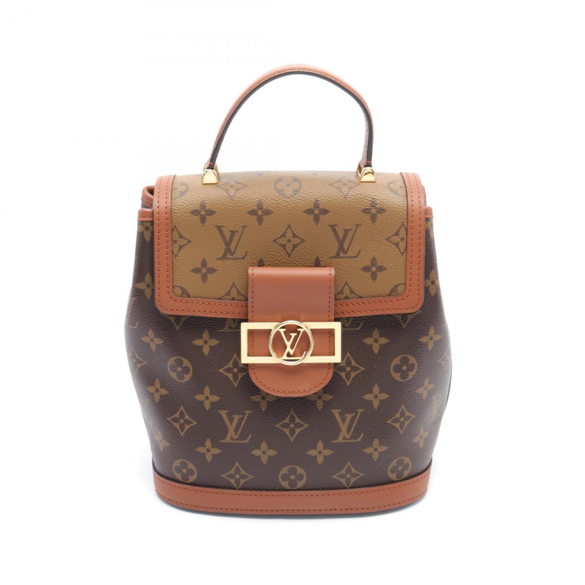 Louis Vuitton Dauphine Monogram Reverse Rucksack Backpack Bag Coated Canvas Leather Women's Brown M45142