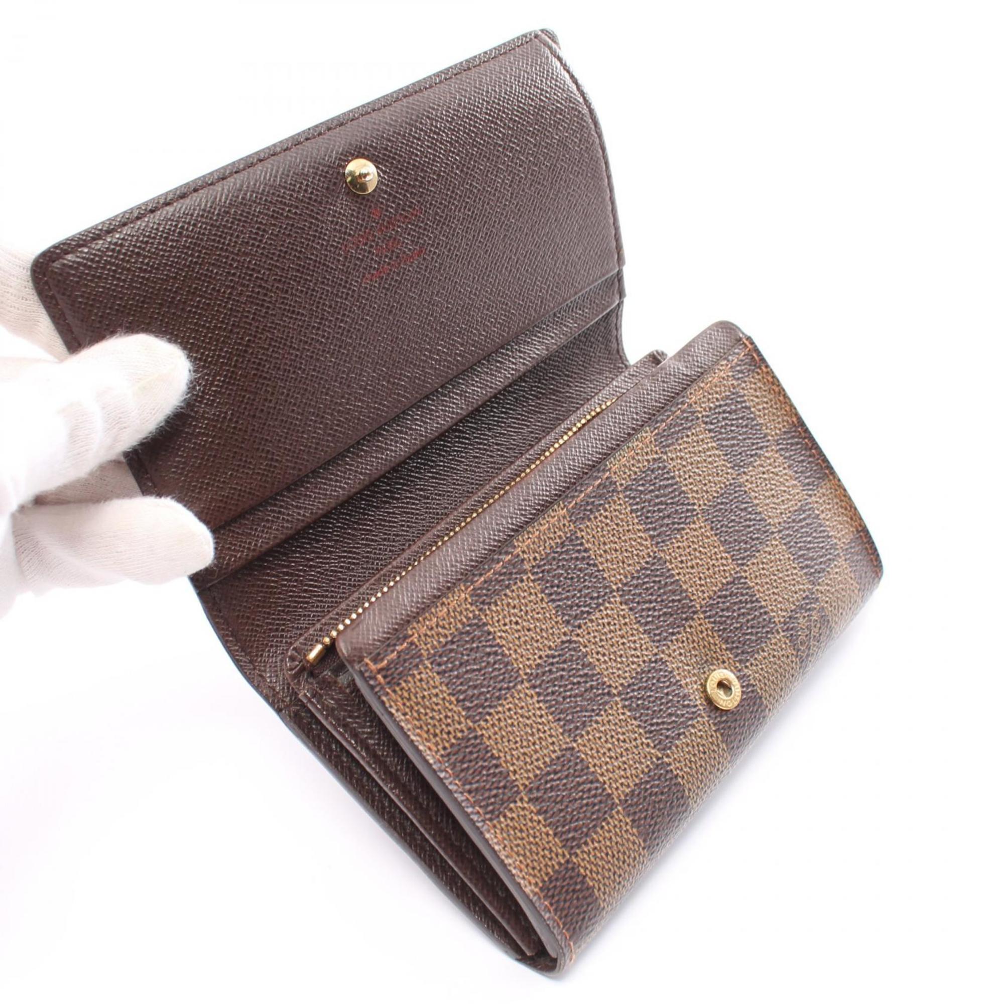 Louis Vuitton LOUIS VUITTON Portefeuille Tresor Damier Ebene Bi-fold Wallet Coated Canvas Women's Brown N61736