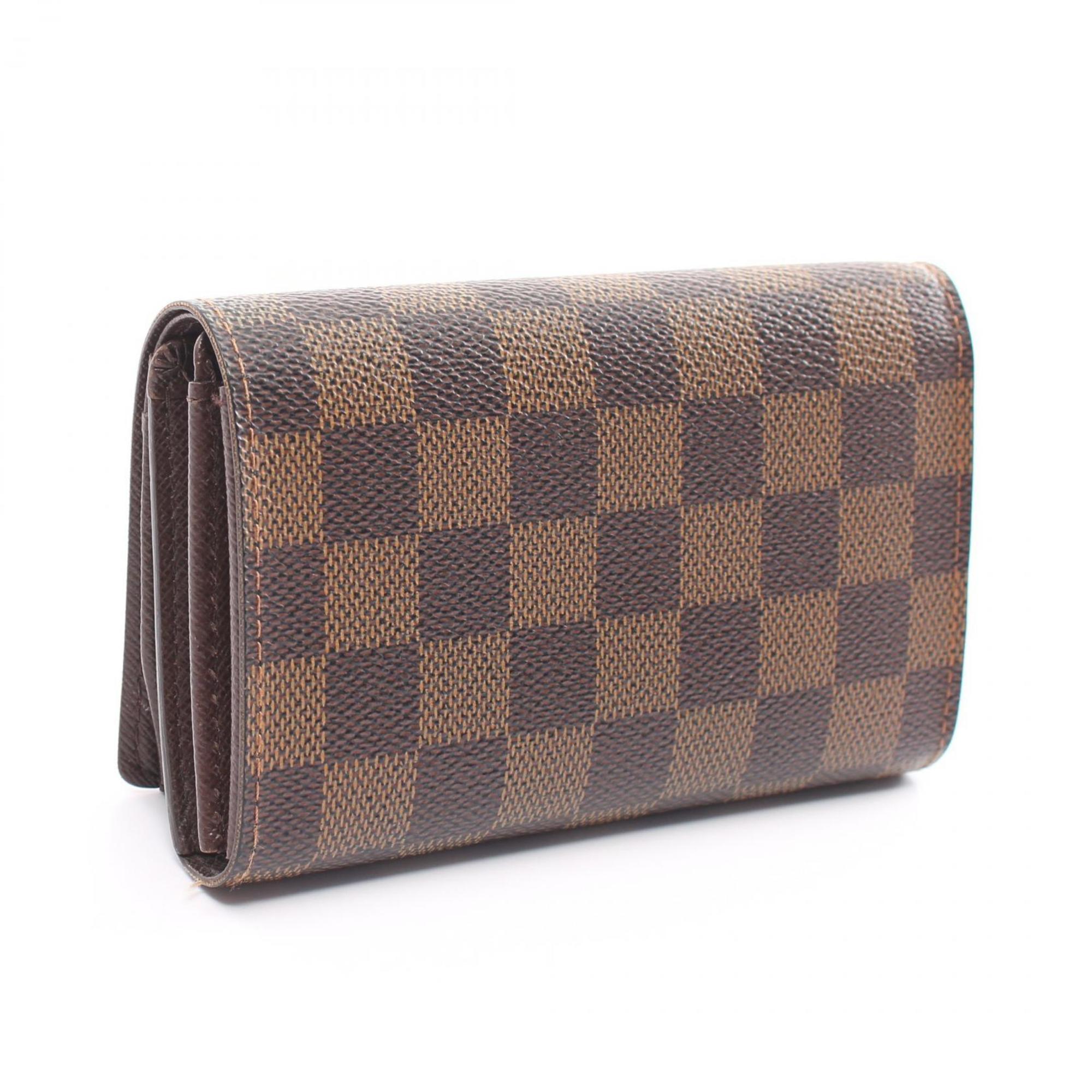 Louis Vuitton LOUIS VUITTON Portefeuille Tresor Damier Ebene Bi-fold Wallet Coated Canvas Women's Brown N61736