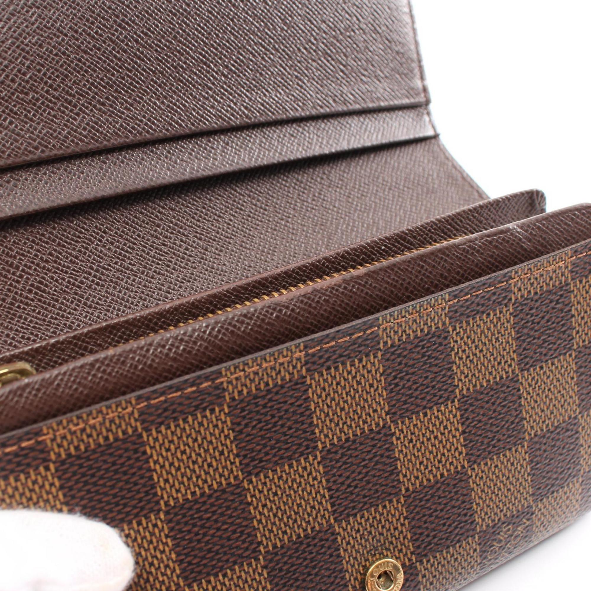 Louis Vuitton LOUIS VUITTON Portefeuille Tresor Damier Ebene Bi-fold Wallet Coated Canvas Women's Brown N61736