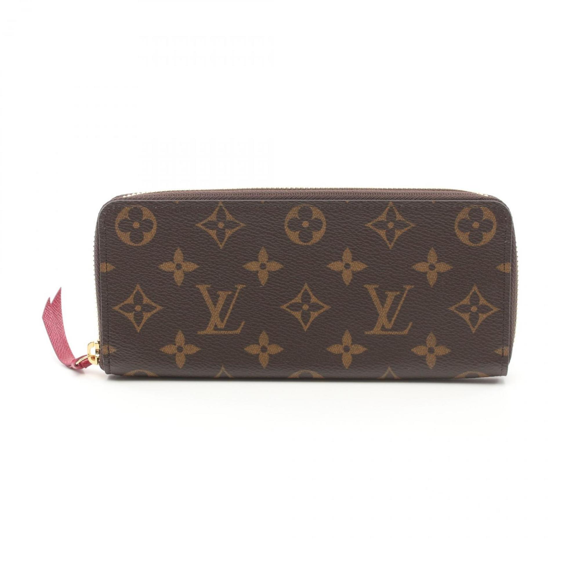 Louis Vuitton LOUIS VUITTON Portefeuille Clemence Round Long Wallet Coated Canvas Leather Monogram Women's Brown Pink M60742