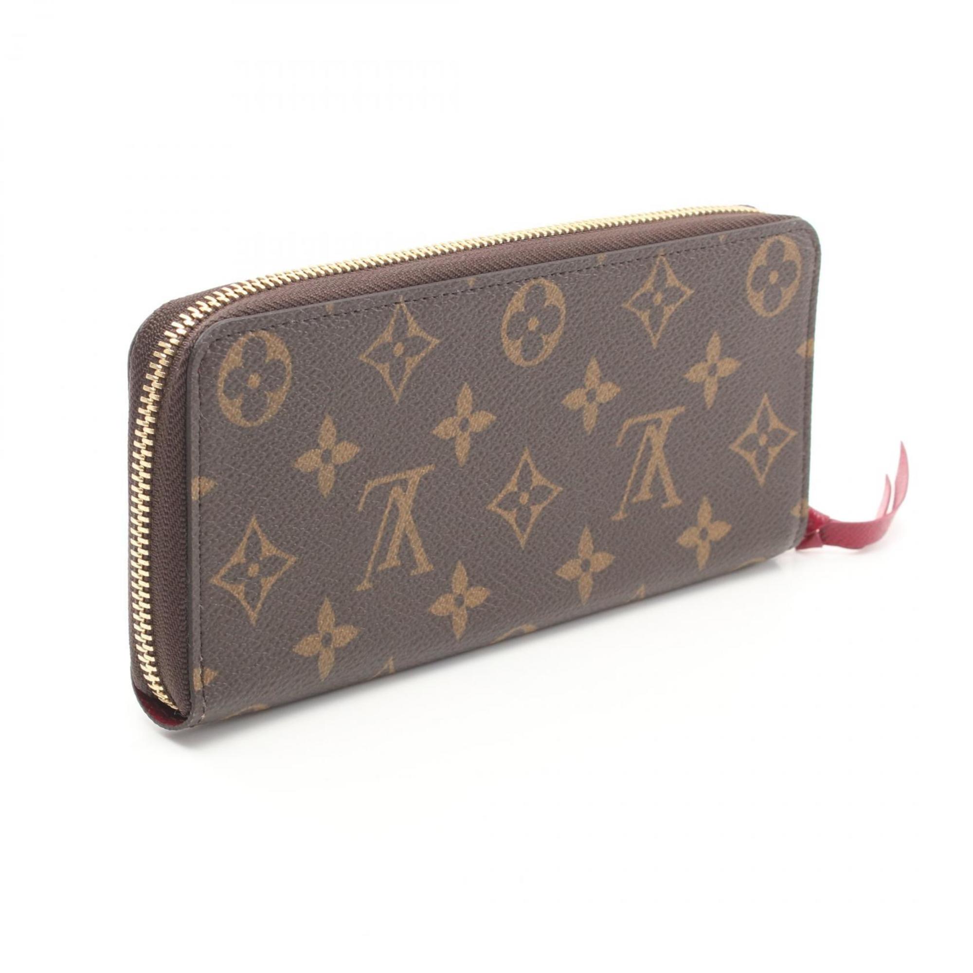 Louis Vuitton LOUIS VUITTON Portefeuille Clemence Round Long Wallet Coated Canvas Leather Monogram Women's Brown Pink M60742