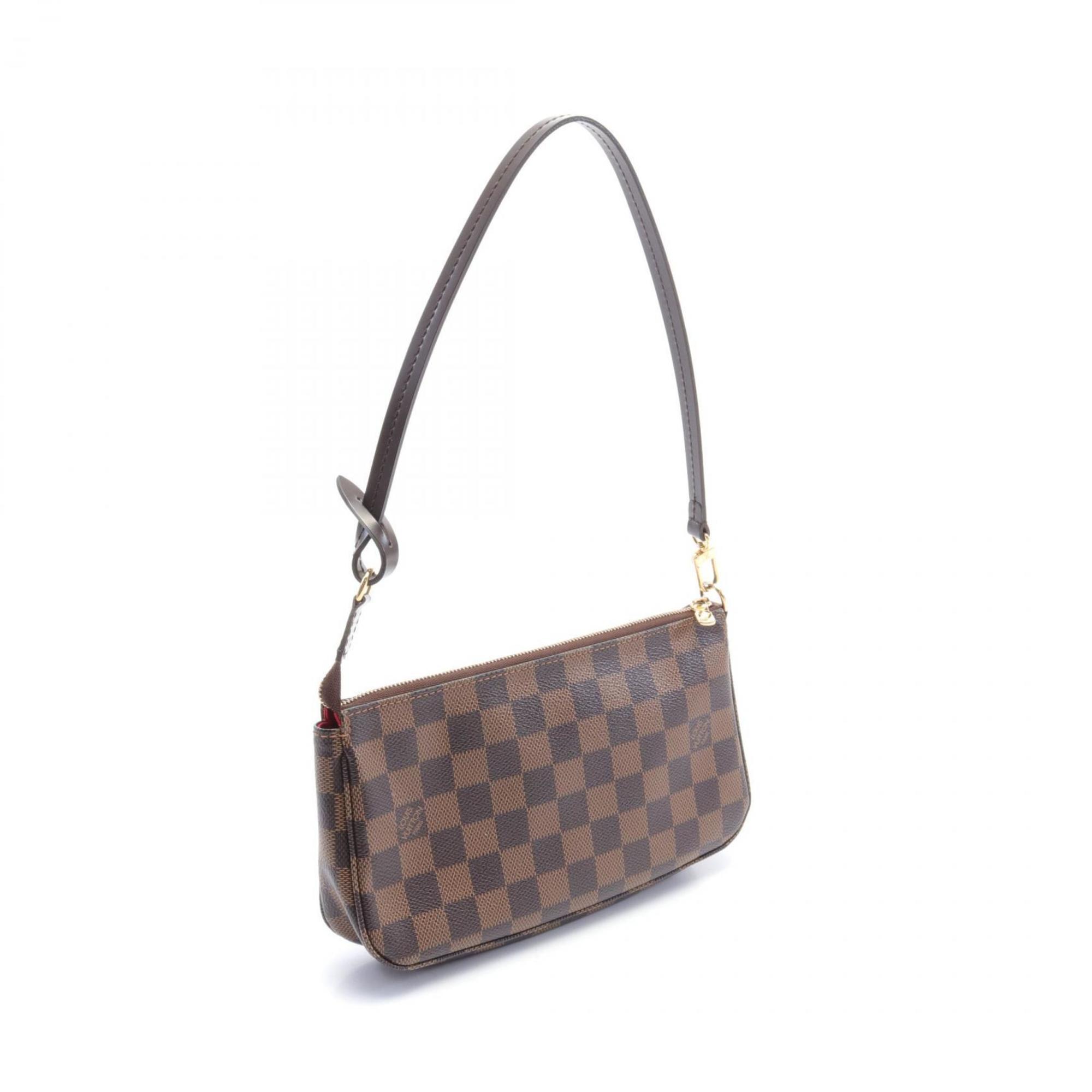 Louis Vuitton LOUIS VUITTON Pochette Accessoires Handbag Bag Coated Canvas Leather Damier Women's Brown N41206