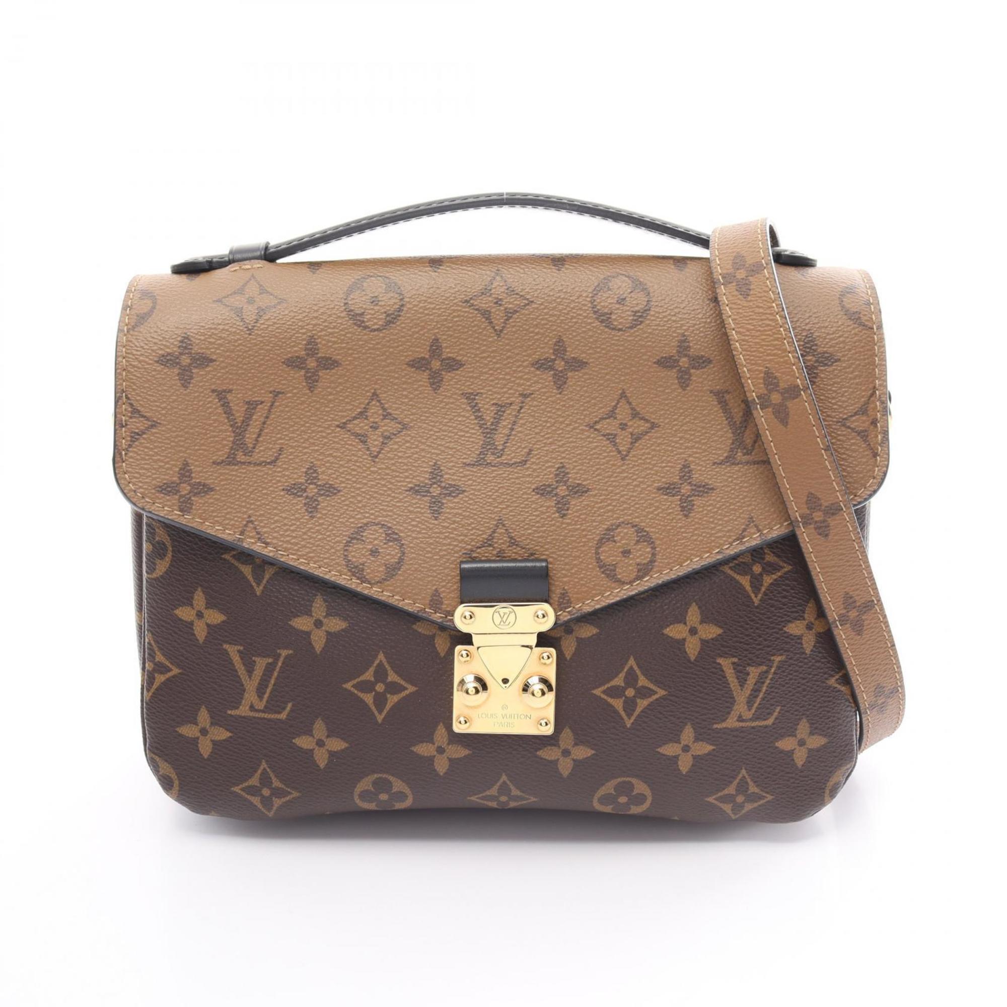 Louis Vuitton LOUIS VUITTON Pochette Metis MM Monogram Reverse Handbag Bag Coated Canvas Leather Women's Brown Black M44876