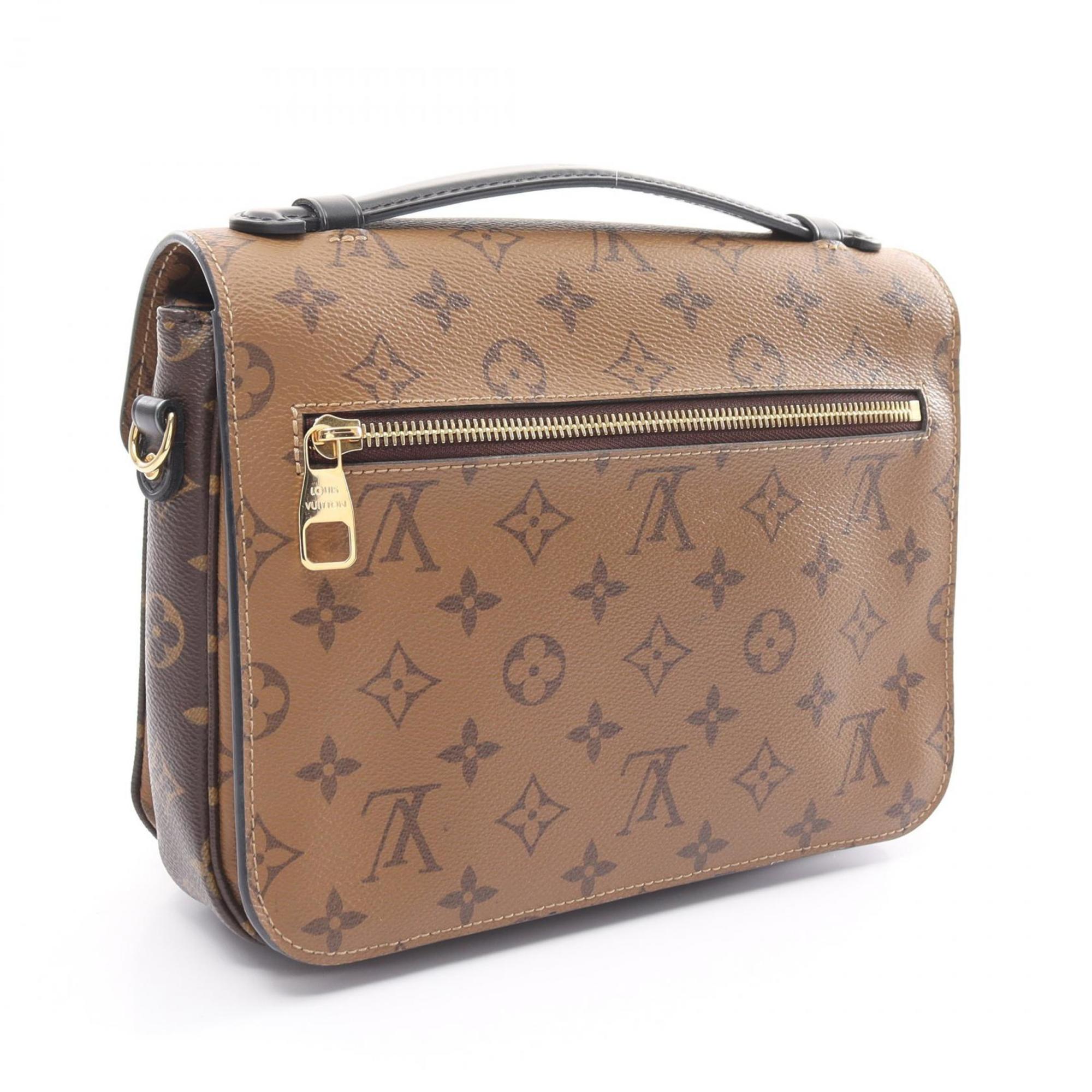 Louis Vuitton LOUIS VUITTON Pochette Metis MM Monogram Reverse Handbag Bag Coated Canvas Leather Women's Brown Black M44876