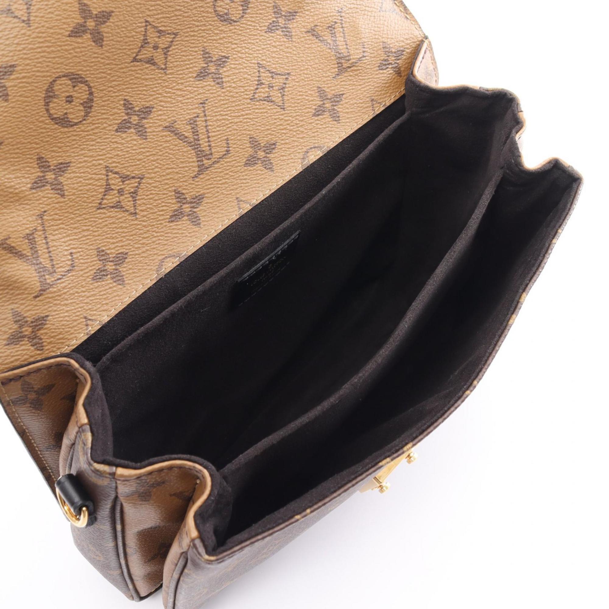 Louis Vuitton LOUIS VUITTON Pochette Metis MM Monogram Reverse Handbag Bag Coated Canvas Leather Women's Brown Black M44876