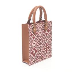 Louis Vuitton Petite Sac Plat Handbag Bag Canvas Leather Monogram Jacquard Women's Bordeaux Brown M69846