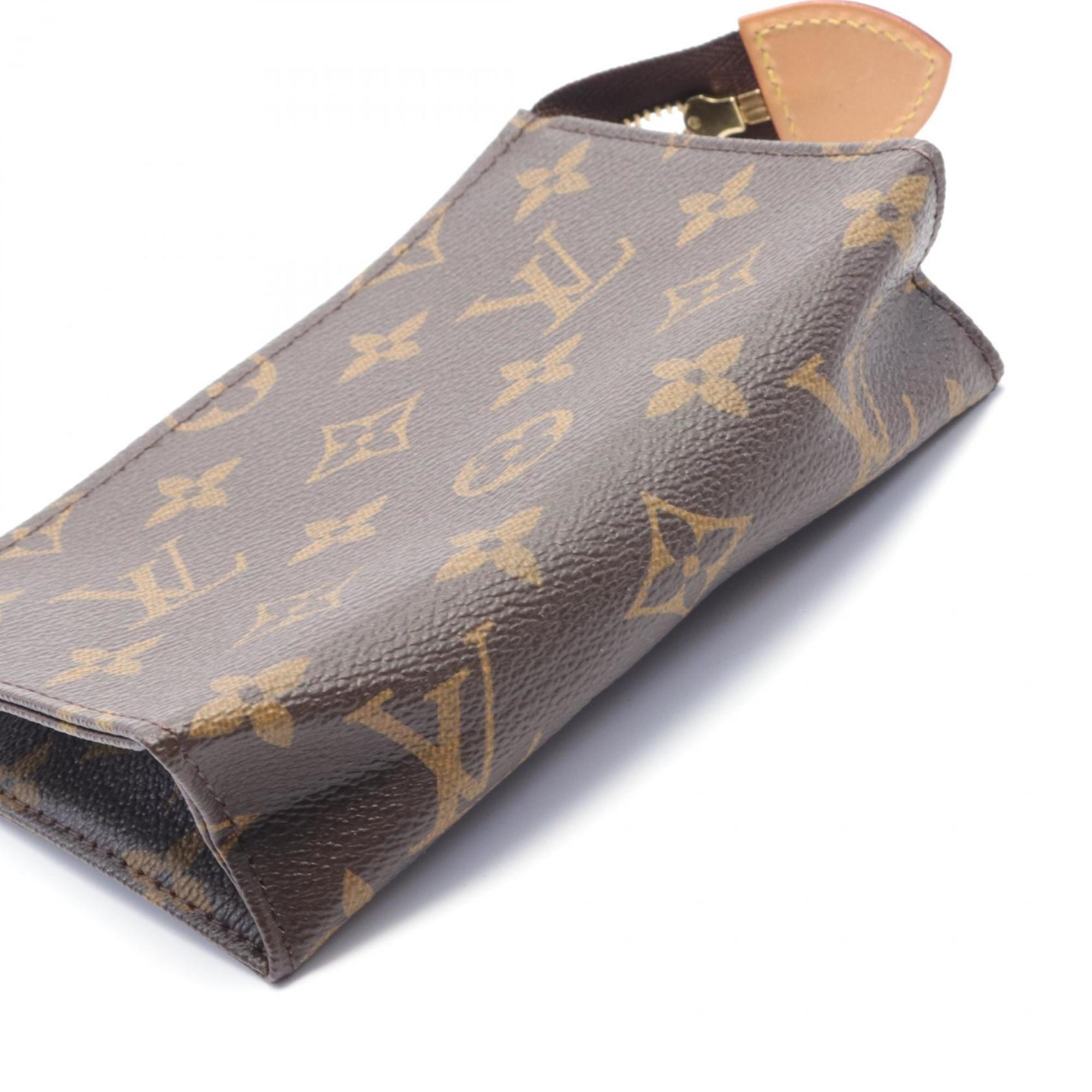 Louis Vuitton LOUIS VUITTON Poche Toilette 15 Monogram Pouch Bag Coated Canvas Leather Women's Brown M47546