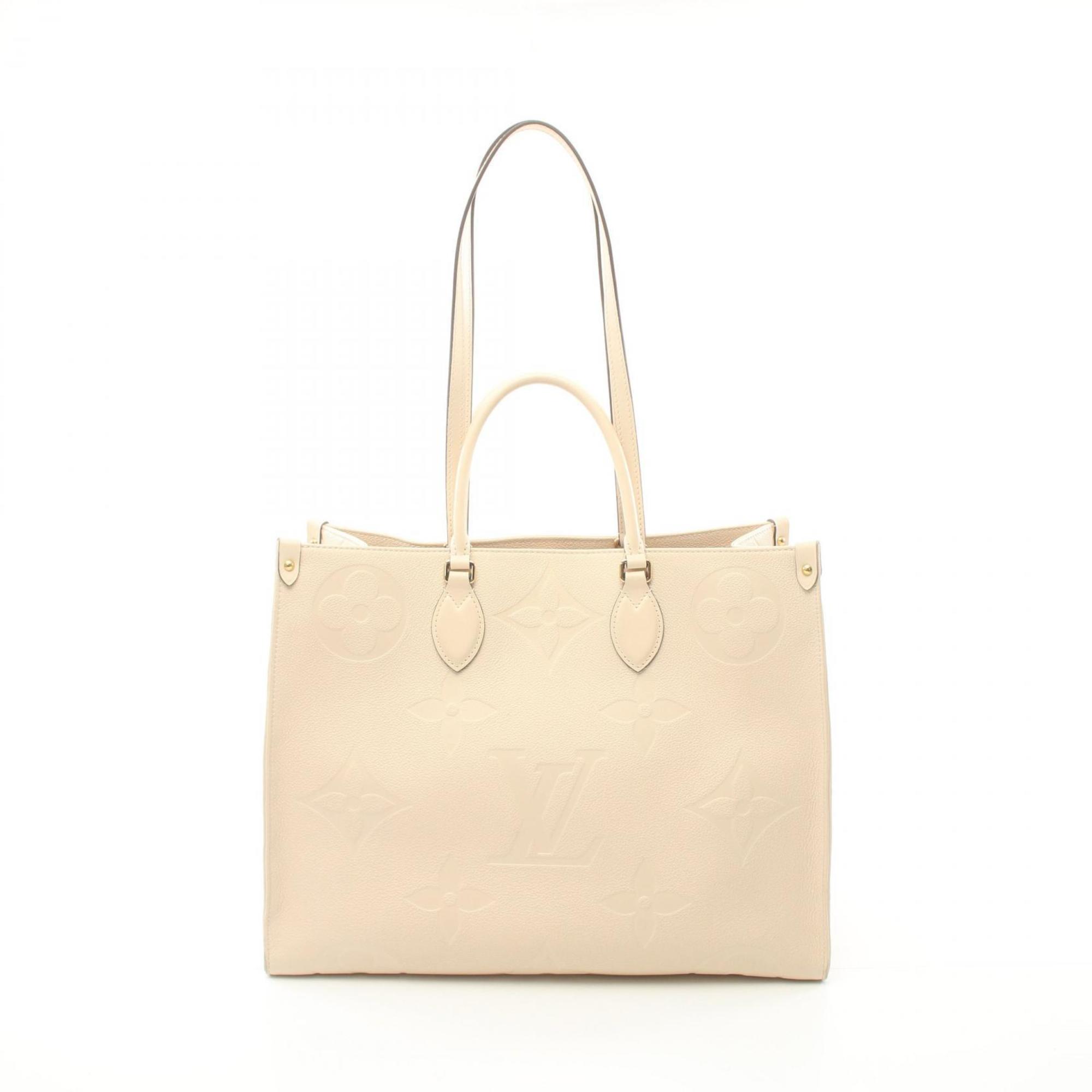 LOUIS VUITTON On the Go GM Monogram Empreinte Cream Tote Bag Leather Women's Ivory M45081