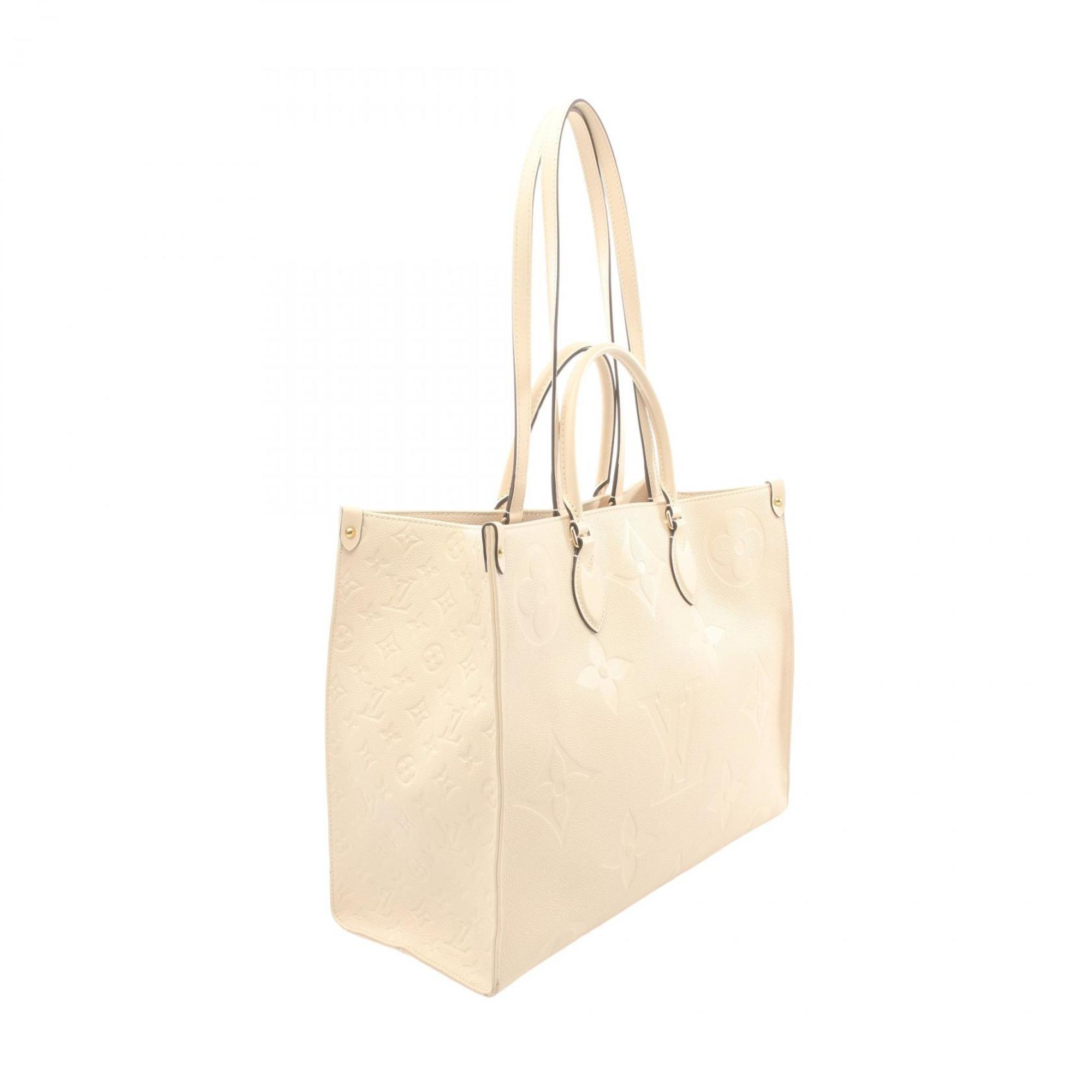 LOUIS VUITTON On the Go GM Monogram Empreinte Cream Tote Bag Leather Women's Ivory M45081