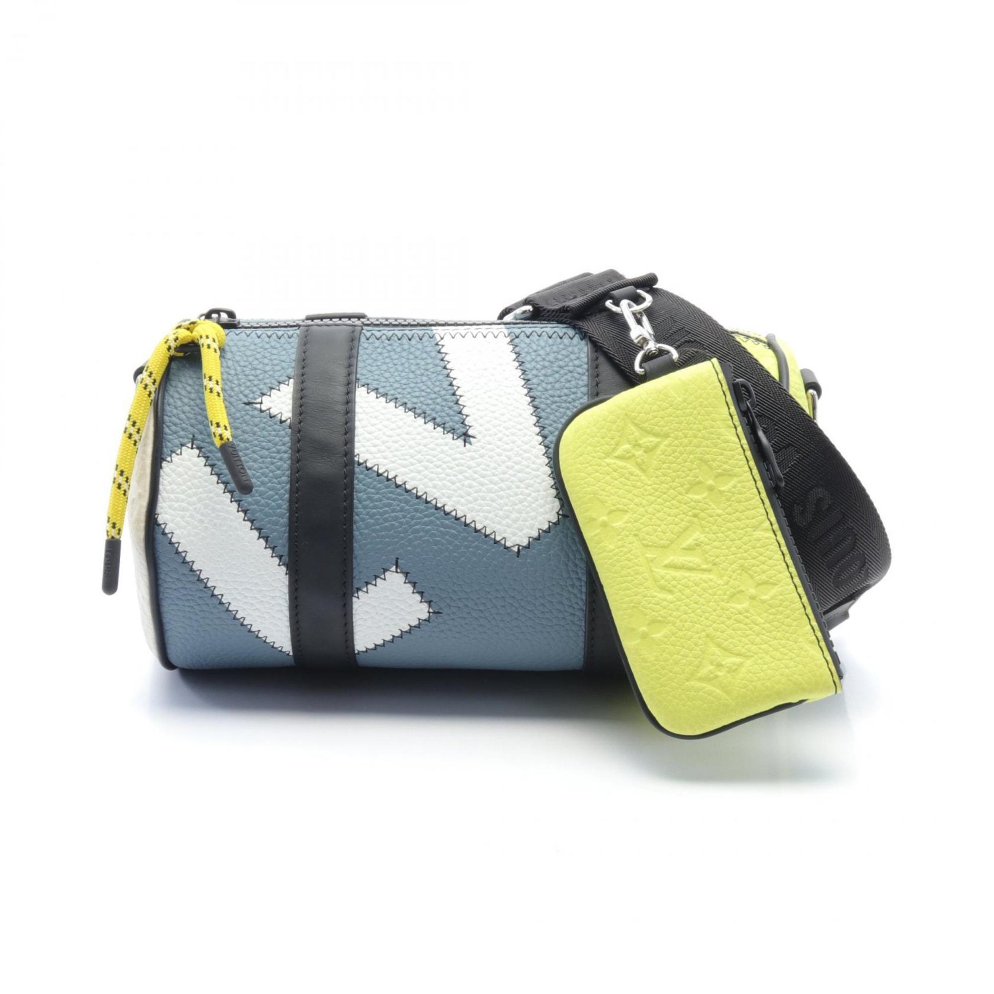 Louis Vuitton LOUIS VUITTON Polochon Shoulder Bag Leather Taurillon Men's Gray Yellow Multicolor M59927