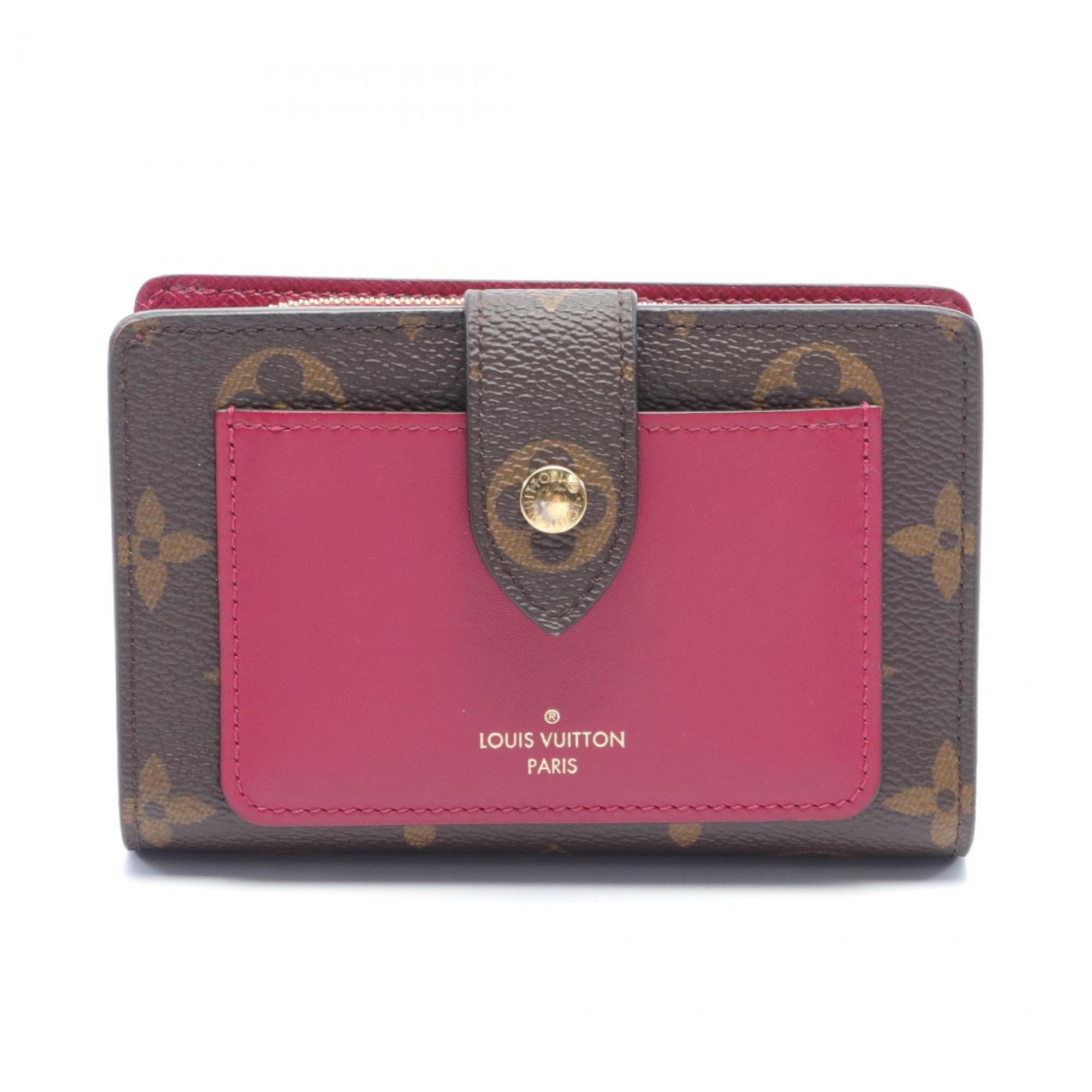 Louis Vuitton Juliet Monogram Fuchsia Bi-fold Wallet Coated Canvas Leather Women's Brown Pink M69433