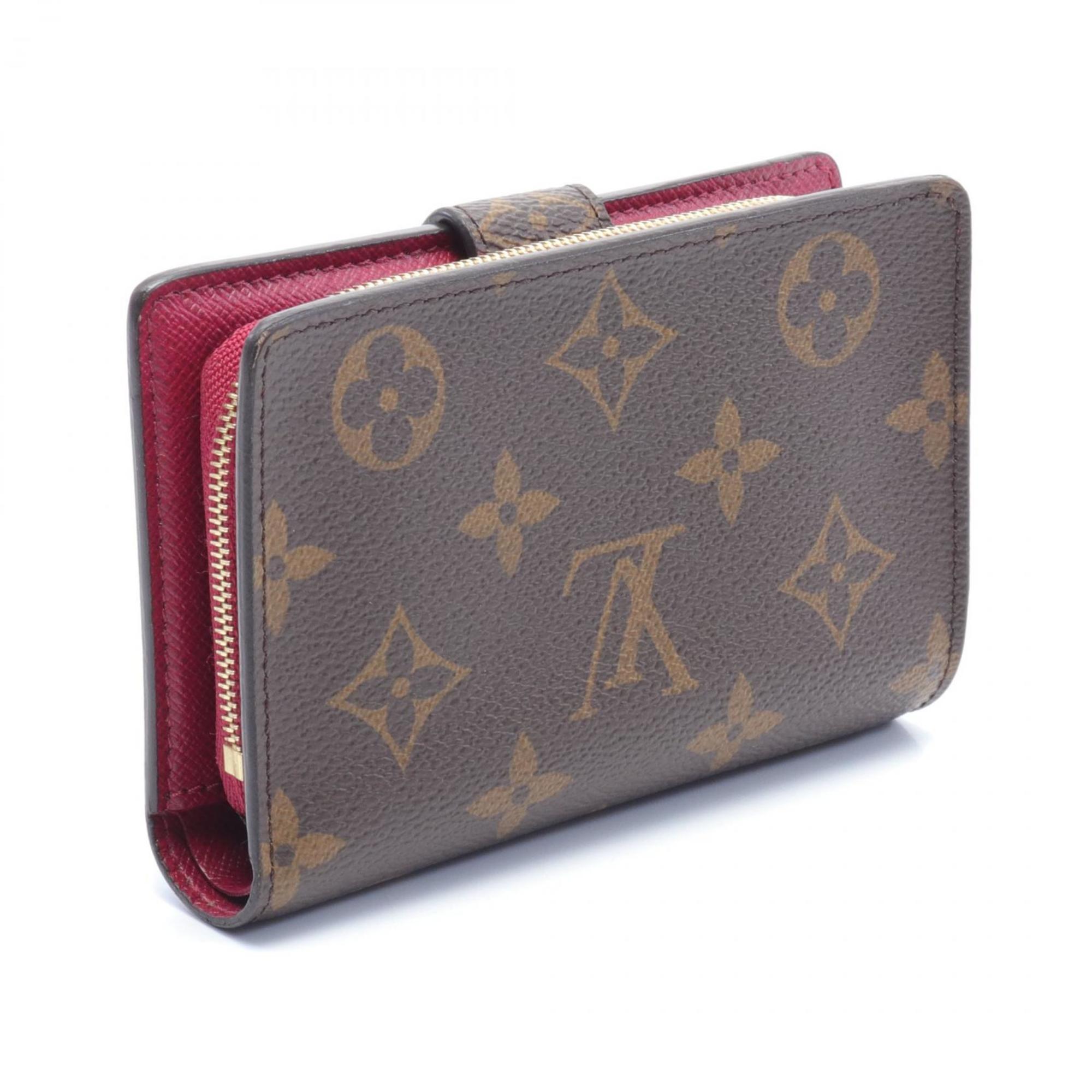 Louis Vuitton Juliet Monogram Fuchsia Bi-fold Wallet Coated Canvas Leather Women's Brown Pink M69433