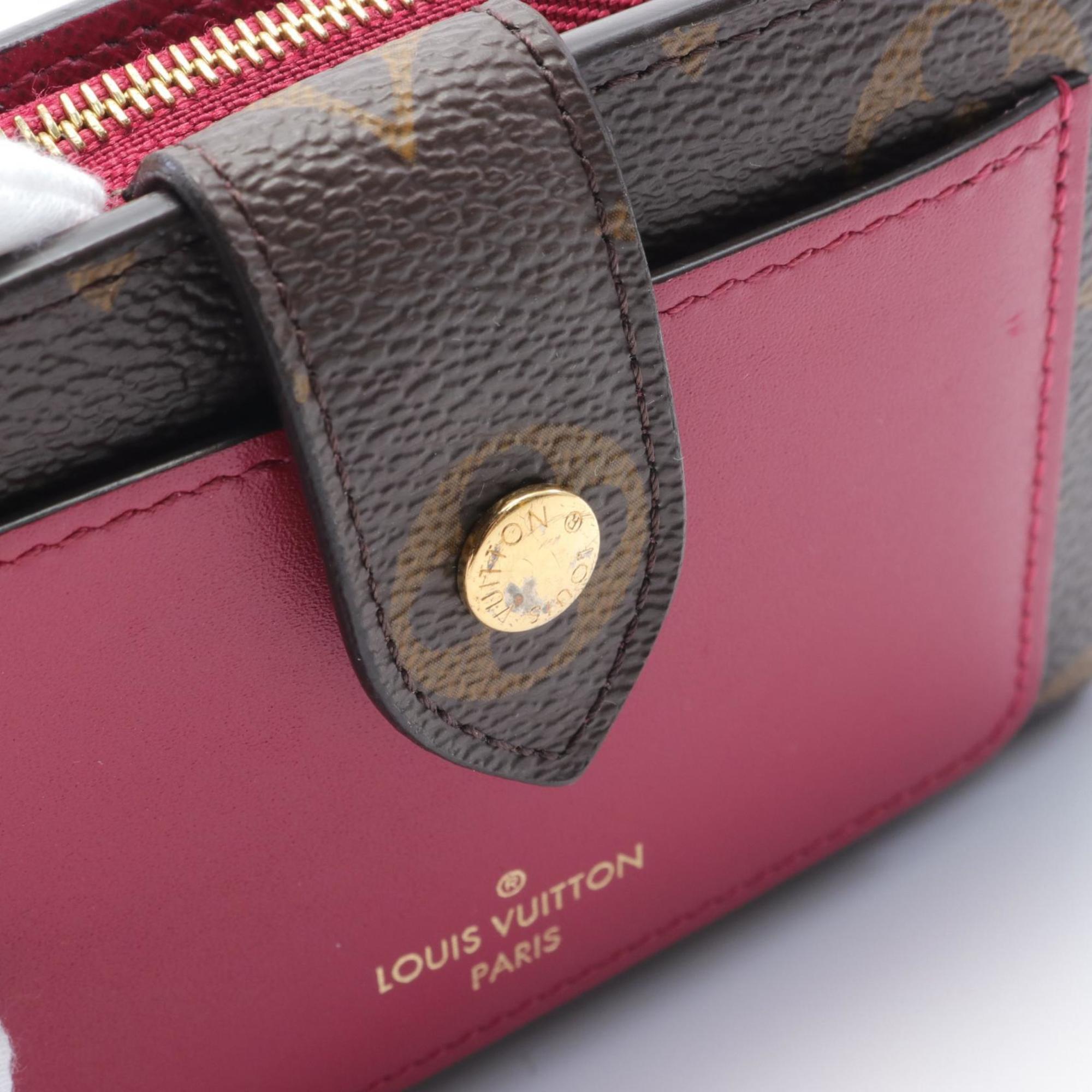 Louis Vuitton Juliet Monogram Fuchsia Bi-fold Wallet Coated Canvas Leather Women's Brown Pink M69433