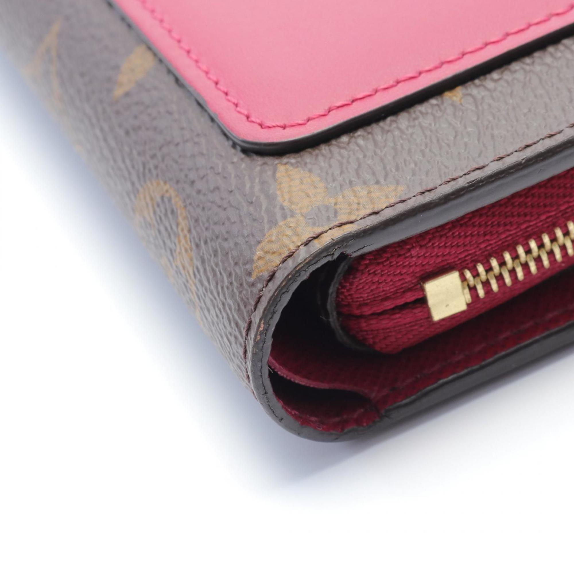 Louis Vuitton Juliet Monogram Fuchsia Bi-fold Wallet Coated Canvas Leather Women's Brown Pink M69433