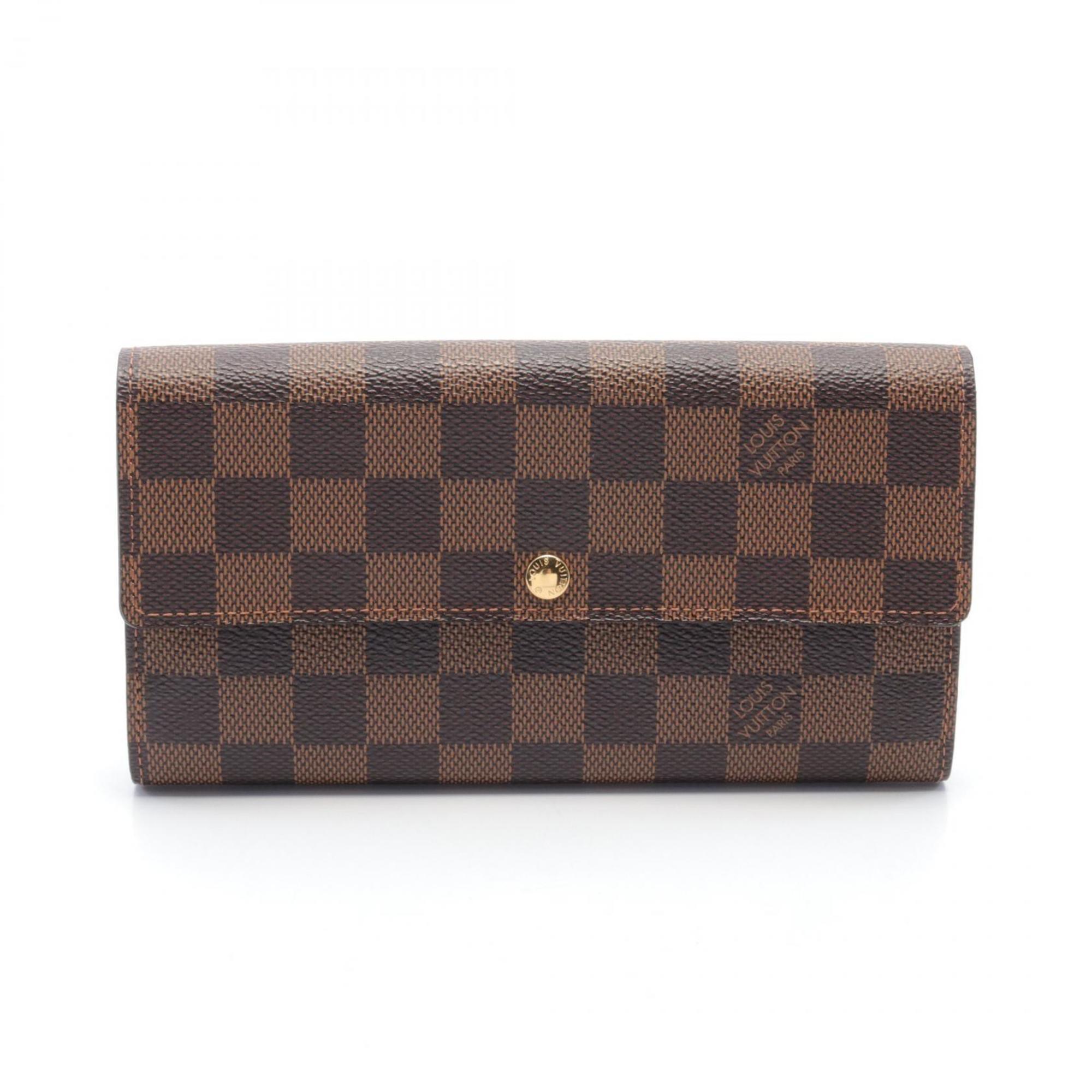 Louis Vuitton LOUIS VUITTON Portefeuille Sarah Damier Ebene Bi-fold Long Wallet Coated Canvas Leather Women's Brown N61734