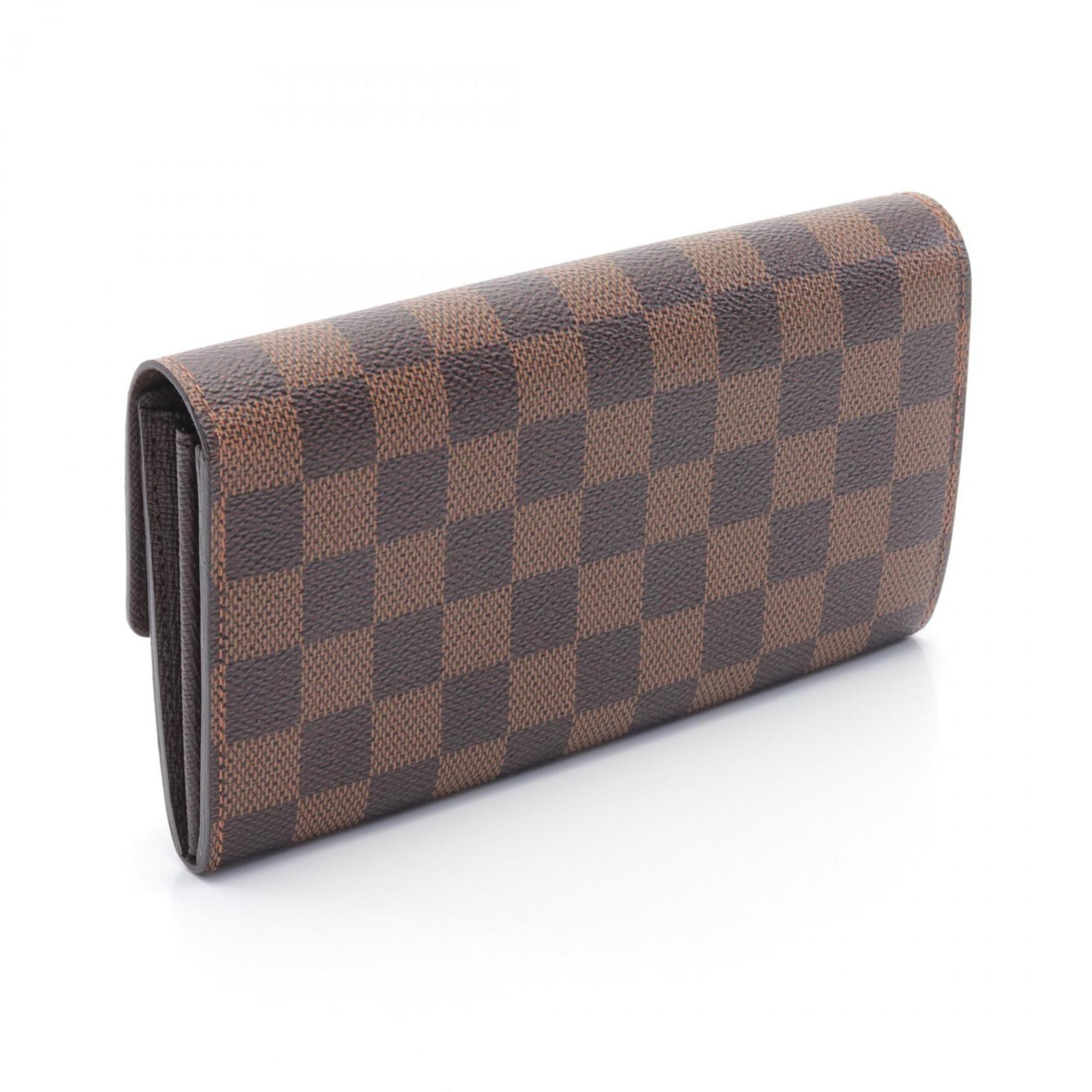 Louis Vuitton LOUIS VUITTON Portefeuille Sarah Damier Ebene Bi-fold Long Wallet Coated Canvas Leather Women's Brown N61734