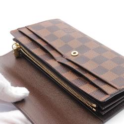 Louis Vuitton LOUIS VUITTON Portefeuille Sarah Damier Ebene Bi-fold Long Wallet Coated Canvas Leather Women's Brown N61734