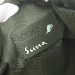 LOEWE x Suna Fujita DRAWSTRING POUCH Drawstring Pouch Panda Bag Canvas Leather Women's Green Multicolor