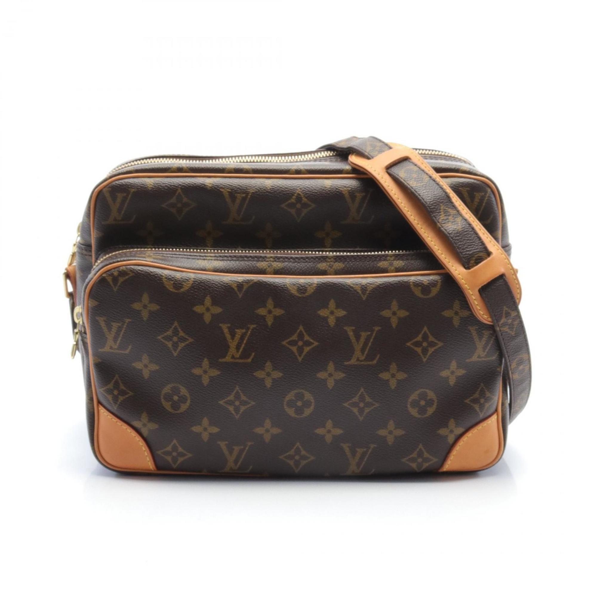 Louis Vuitton Nile Shoulder Bag, Coated Canvas, Leather, Monogram, Women's, Brown, M45244