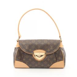 Louis Vuitton Beverly MM Shoulder Bag, Coated Canvas, Leather, Monogram, Women's, Brown, M40121