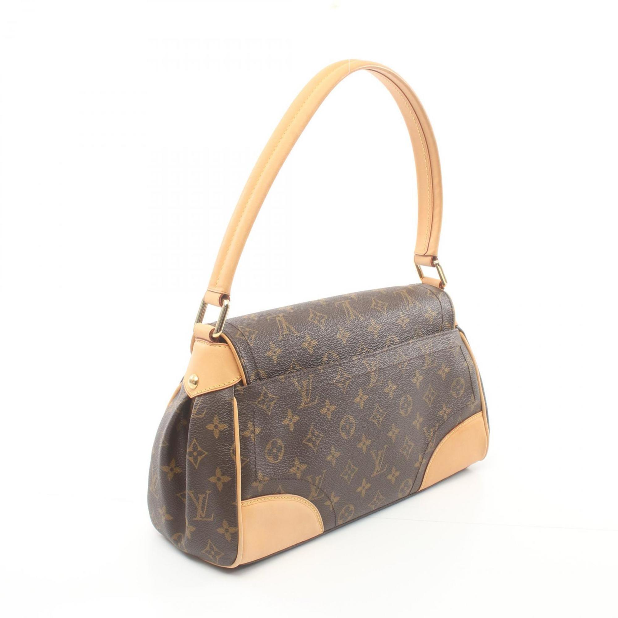 Louis Vuitton Beverly MM Shoulder Bag, Coated Canvas, Leather, Monogram, Women's, Brown, M40121