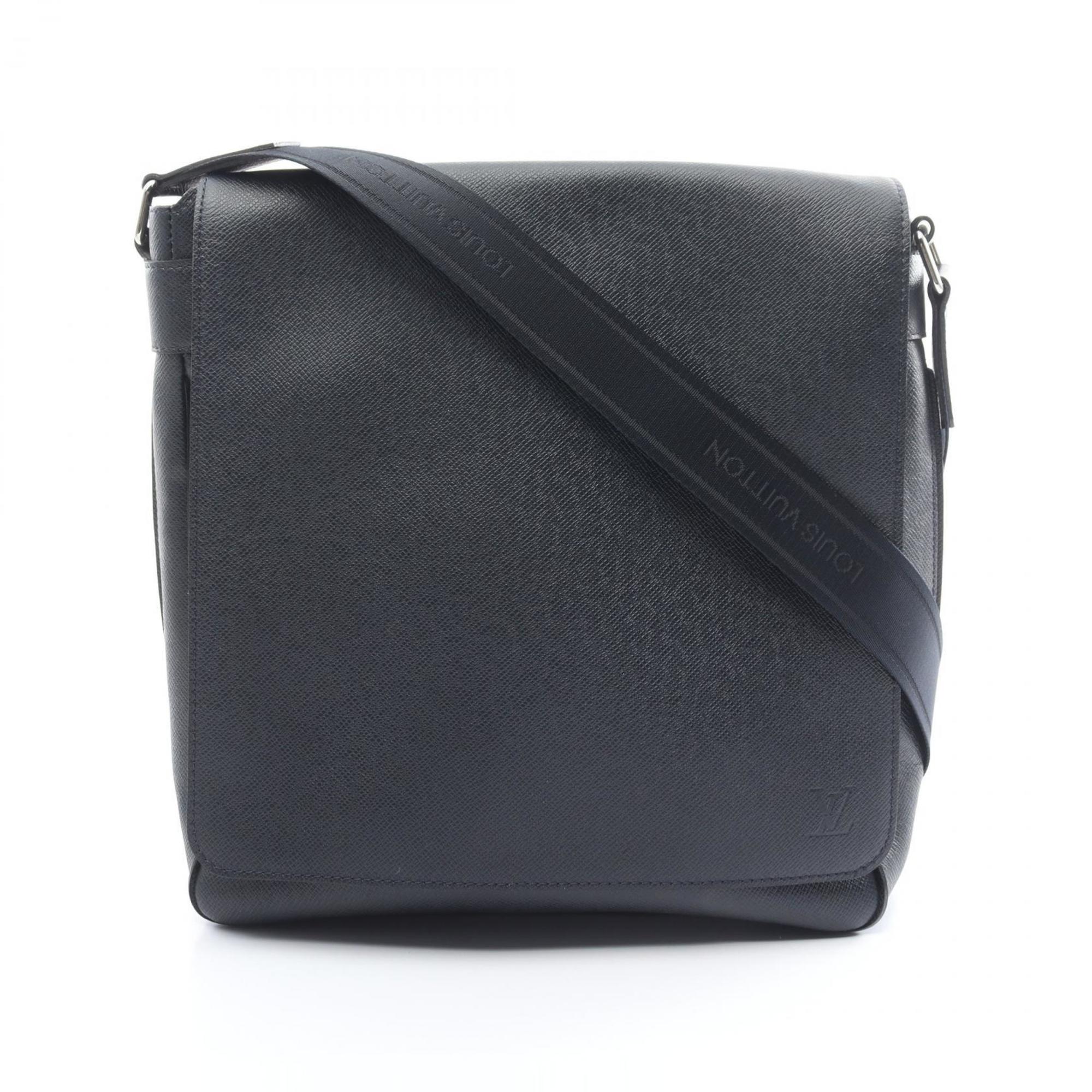 Louis Vuitton Milo Shoulder Bag, Leather Taiga, Men's, Navy, M32632