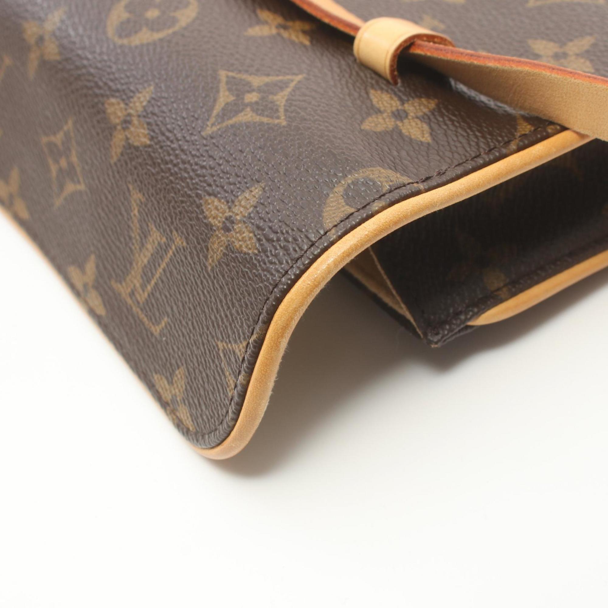 Louis Vuitton LOUIS VUITTON Pochette Florentine Monogram Waist Bag Body Coated Canvas Leather Women's Brown M51855