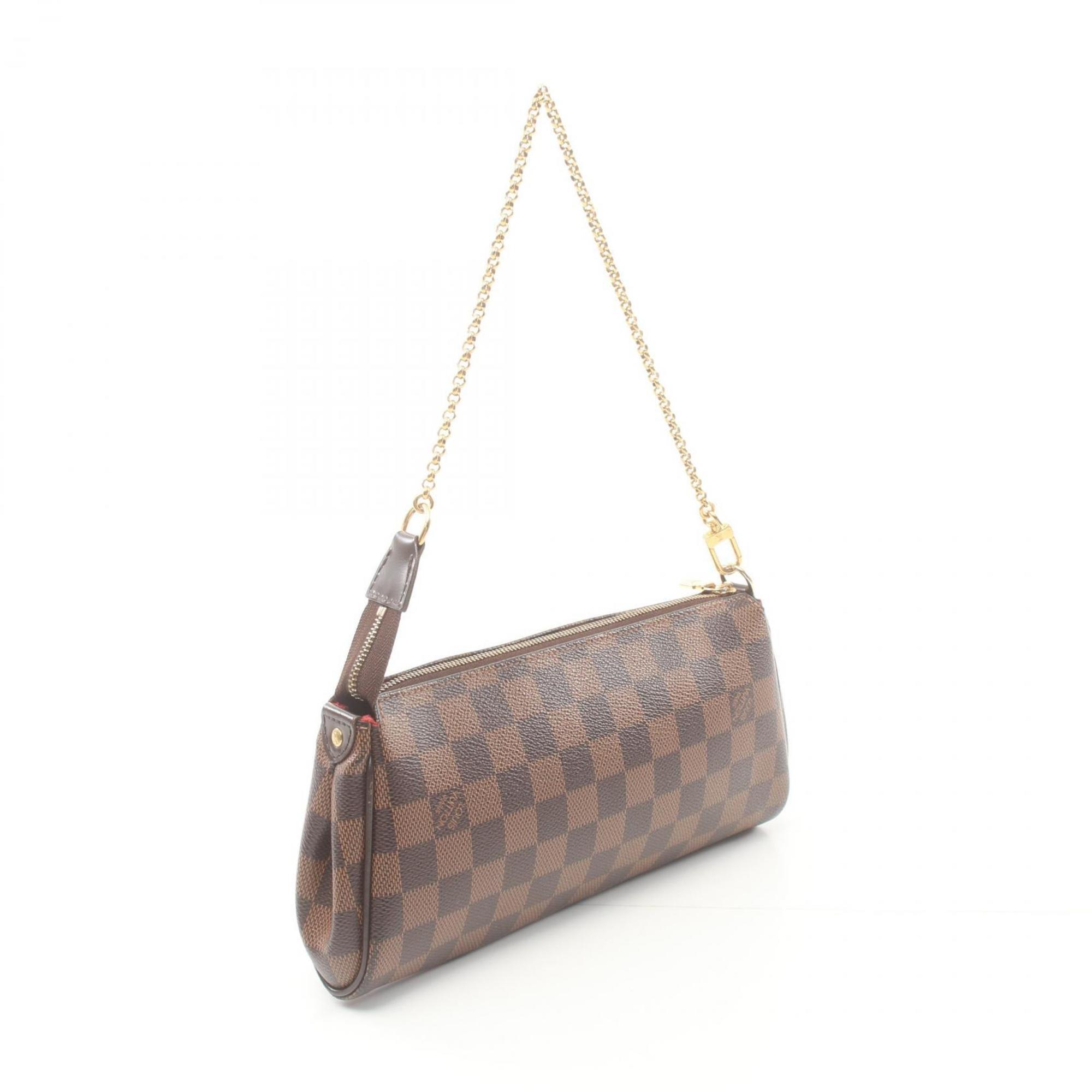 Louis Vuitton Eva Damier Ebene Handbag Bag Coated Canvas Leather Women's Brown N55213