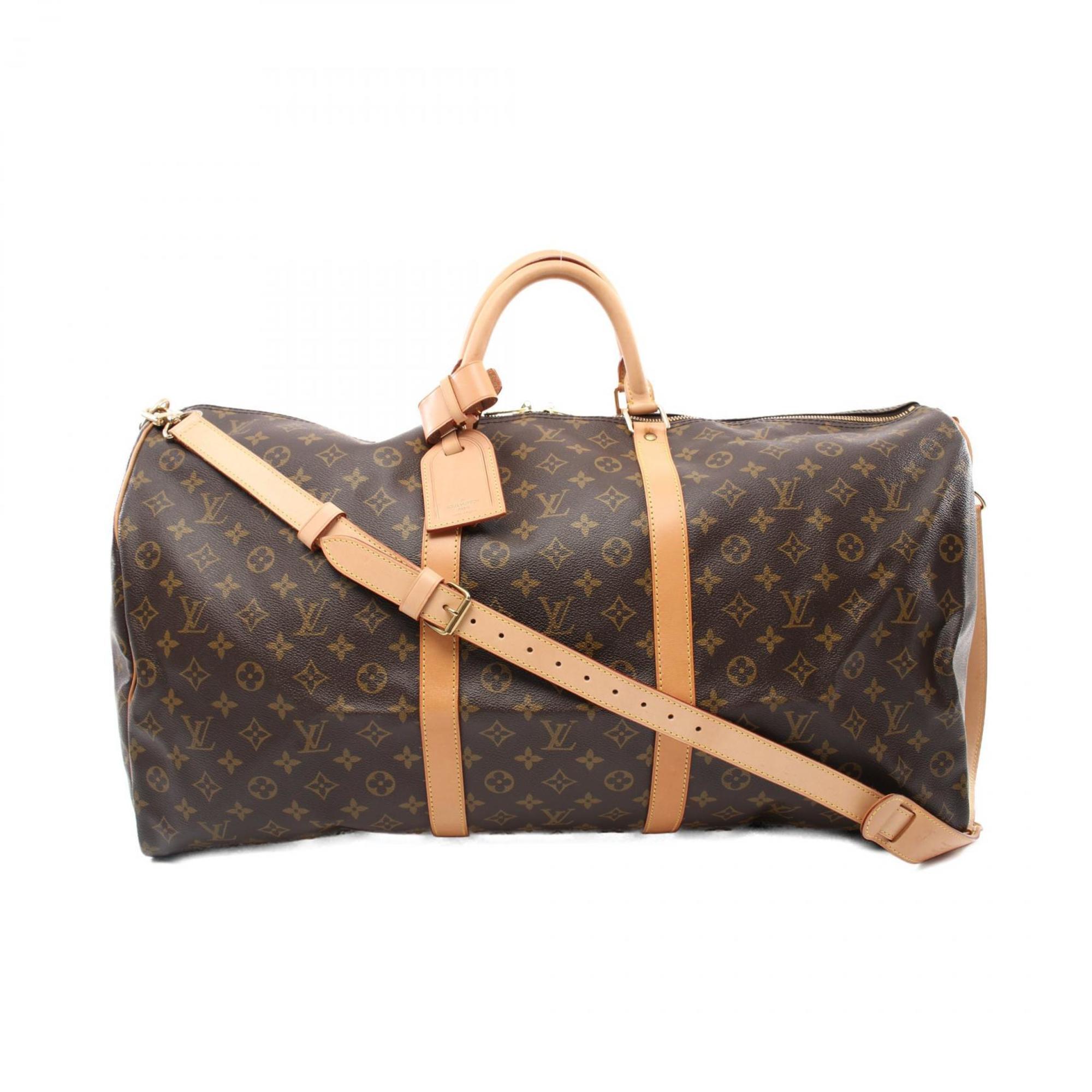 Louis Vuitton Keepall Bandouliere 60 Monogram Boston Bag, Coated Canvas, Leather, Men's, Women's, Brown, M41412